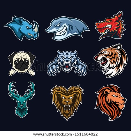 Set collection sticker illustration animals