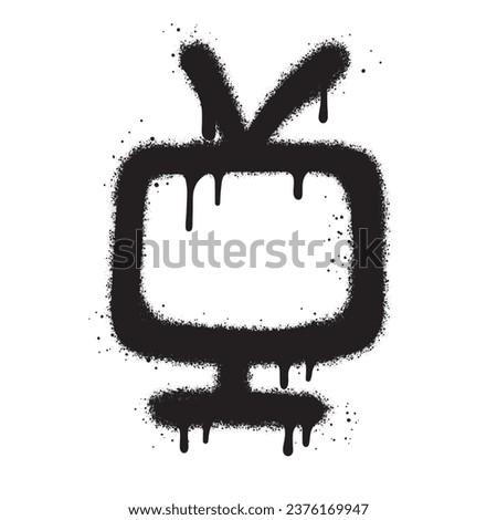 Spray Painted Graffiti television isolated with a white background. Vector design street art.EPS 10.