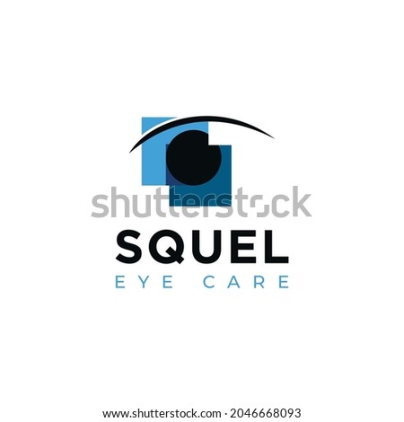 squel eye care logo, abstract slice eye vector