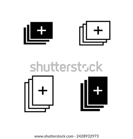 file plus icon. Thin, Light Regular And Bold style design isolated on white background
