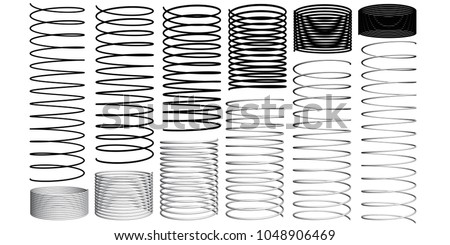 Set with springs 3D. Silhouettes of springs. Animation sequence of compression and expansion of springs. Vector illustration. ストックフォト © 