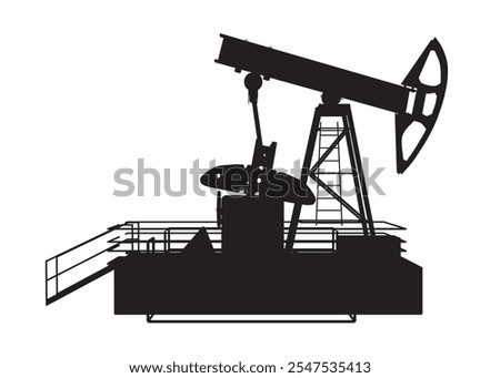 Oil pump icon silhouette. Oil pump symbol. Vector illustration. Silhouette Oil pump jack black icon isolated on white background