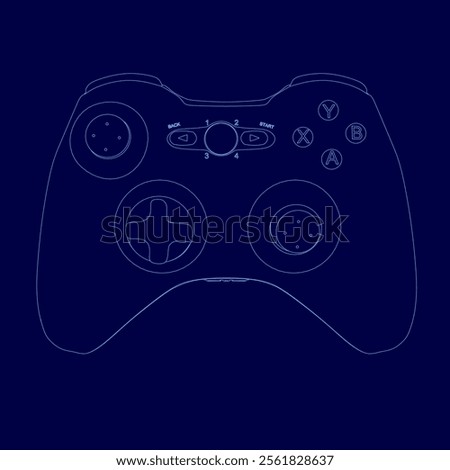 Contour Gamepad, Game Controller or Joystick Icon Flat Design. Vector illustration