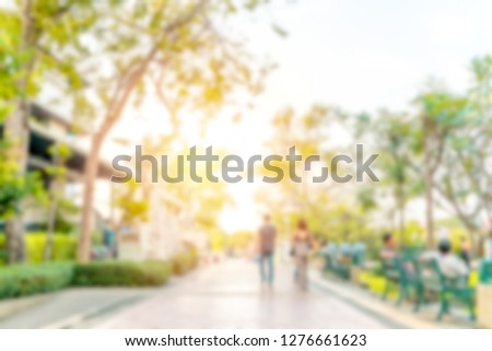 Abstract blurred image of people are relaxing at the park. Bangkok, Thailand. Foto d'archivio © 