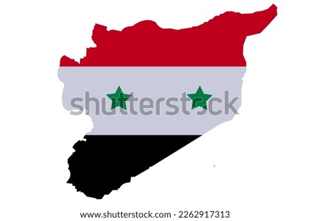 Syria Map with High detailed. Map of Syria filled with national flag symbols Syrian provinces. Syrian Map with Red white and black three color and star Relief map Vector Illustration.