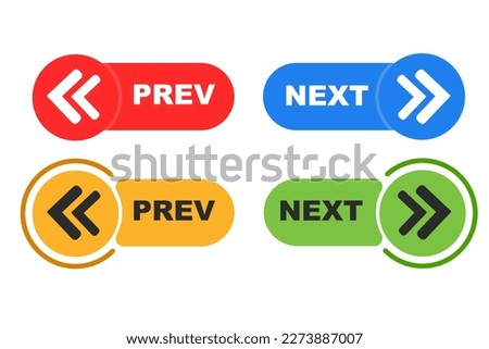 Previous and next button set. prev next buttons arrow. Left right arrow icon. Back and Next buttons suitable for apps and websites ui web buttons. Next and previous arrow signs navigation buttons.