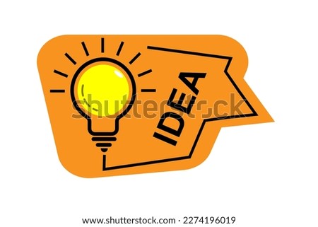 Idea light bulb on speech bubble. Creative Idea message bubble with Light bulb. quick tips badge. Idea or tooltip trivia. Great idea badge, Creative business.
