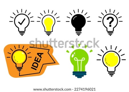 Light bulb with sparkle rays shine. Light bulb and check mark icon. Idea light bulb on speech bubble. quick tips badge. Idea or tooltip trivia. Great idea badge, Creative business idea.