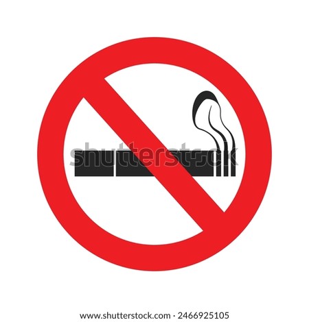 No Smoking cigarette icon with Forbidden Ban sign red prohibition circle. Do not Smoke here awareness label Attention. World No Tobacco Day no vaping concept.