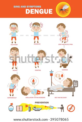 Dengue Fever Symptoms Info Graphics And Icon Prevention. Vector ...