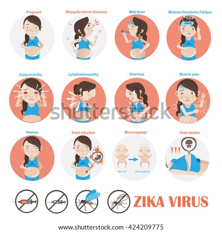 Pregnant Patients Zika Virus Cartoon In The Circle Info Graphics.Vector ...