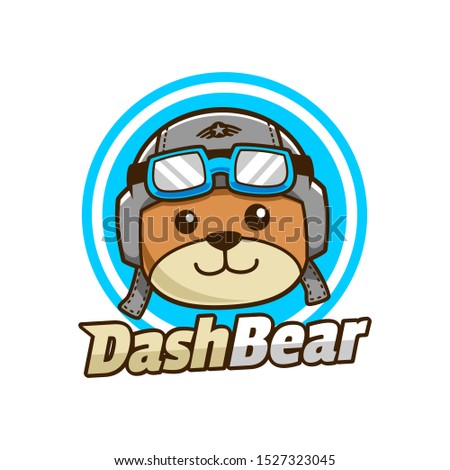 cute Dash Bear ready to Fly logo design
