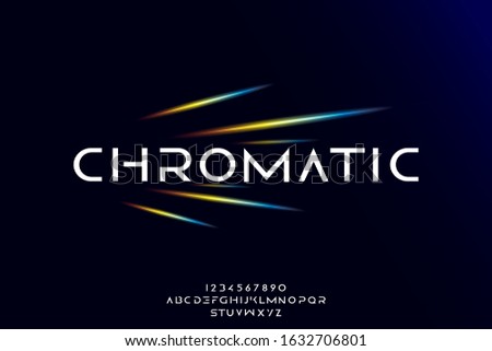 Chromatic, an abstract technology science alphabet font. digital space typography vector illustration design