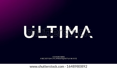 Ultima, an Abstract technology futuristic alphabet font. digital space typography vector illustration design