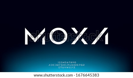 Moxa, an Abstract technology futuristic alphabet font. digital space typography vector illustration design