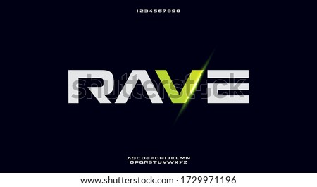 Rave, a bold modern sporty typography alphabet font. vector illustration design	