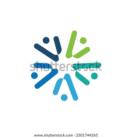 Abstract People Group Letter V A Logo. Community Social and Together Symbol. Five Human Unity Vector Element Design Template.