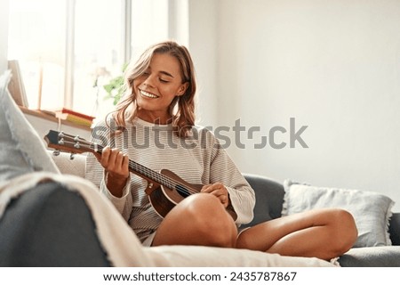 Similar – Image, Stock Photo Woman playing guitar in field with dry vegetation