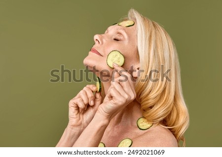 Similar – Image, Stock Photo woman with face mask standing on moving escalator