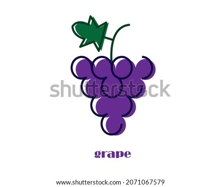 Grape icon in flat style on white background. fruit logo design. editable vector
