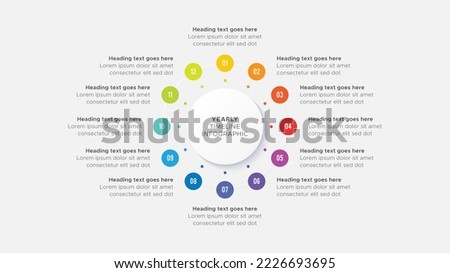 Circle Round Business Infographic Template Design with 12 Options Steps