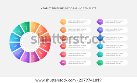 Yearly Timeline Circular Infographic Template with 12 Months