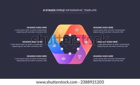 Modern Process Cycle Round Infographics Design Template with 6 Stages