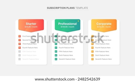 Product Plan Offer Price Package Subscription Options Comparison Table Chart Infographic Design Template