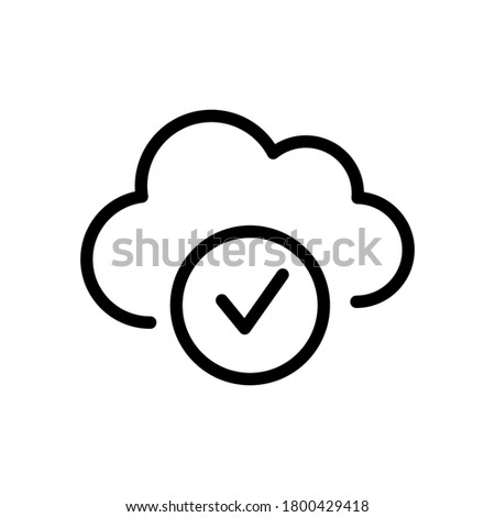 cloud check mark line icon vector illustration