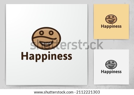 coffee bean, happy emoticon, coffee shop logo logo Designs Inspiration Isolated on White Background