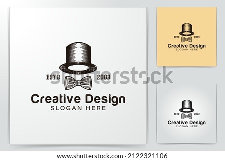 hat magician and tie logo Ideas. Inspiration logo design. Template Vector Illustration. Isolated On White Background