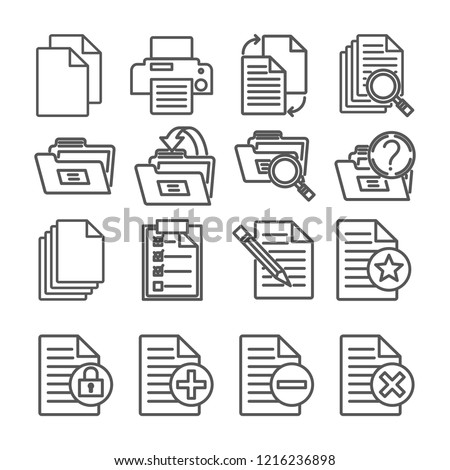 Linear text document icons. Vector graphics