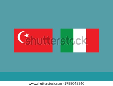 Euro opening match 2020 . Two flags Turkish and Italian. Vector graphics.