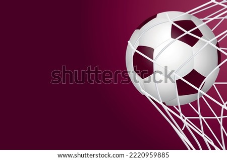 Football pattern red Background for banner. Sports Banner Template design with Qatar Flag background in vector illustration.