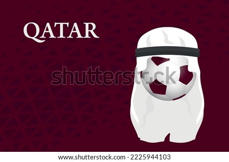 Football ball in shemagh. Football poster. Vector graphics.
