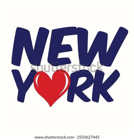  NEW YORK with RED HEART,,slogan graphic for t-shirt,vector