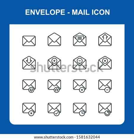 Mail and envelope icon set. Contains such Icons as Inbox, Letter, Attachment, Envelope and more. simple modern and trendy design