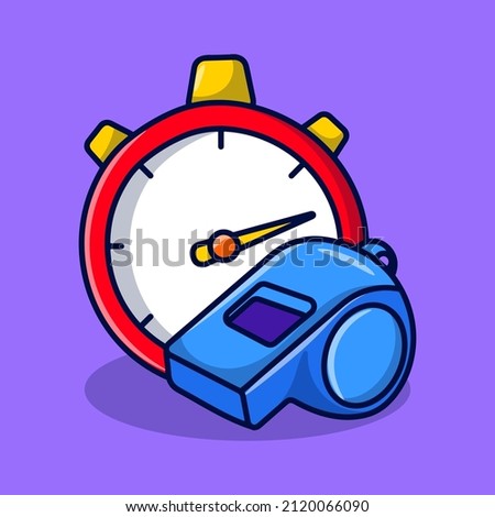 Whistle and stopwatch with Colored hand drawn illustration 