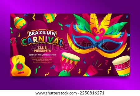 Red Carnival Brazilian Festival horizontal banner, social media cover template design