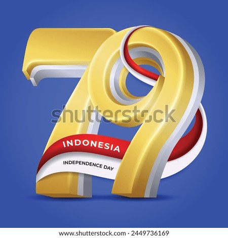 Translation : Happy 79th Indonesia Independence Day with golden number design