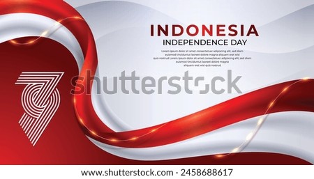 79th Indonesia Independence Day banner with red and white waving ribbon