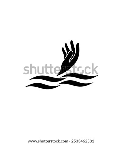 hand logo design with hand and water river inspiration