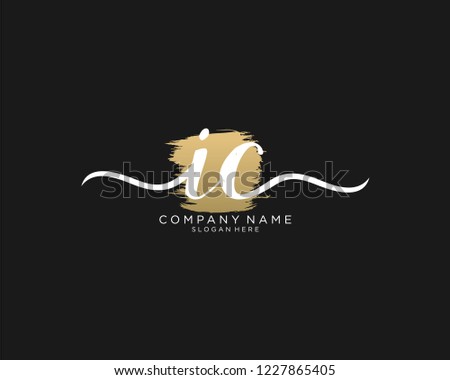 I C Initial handwriting logo vector