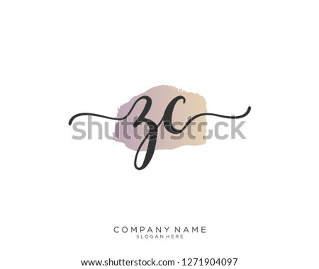 ZC Z C Initial handwriting logo vector Stok fotoğraf © 