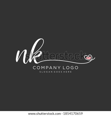 NK Beauty vector initial logo, handwriting logo of initial signature, wedding, fashion, jewelry, boutique, floral and botanical with creative template for any company or business.