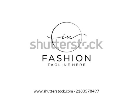 IU Feminine logo beauty monogram and elegant logo design, handwriting logo of initial signature, wedding, fashion, floral and botanical with creative template. Imagine de stoc © 
