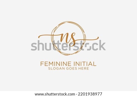 NS beauty monogram and elegant logo design handwriting logo of initial signature, wedding, fashion, floral and botanical with creative template.