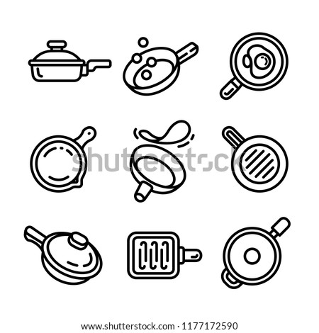 Crepe pan skillet icon set. Outline set of crepe pan skillet vector icons for web design isolated on white background