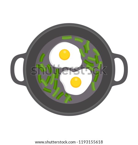 Egg on griddle icon. Flat illustration of egg on griddle vector icon for web design