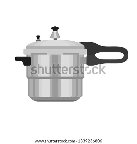 Metal pressure cooker icon. Flat illustration of metal pressure cooker vector icon for web design